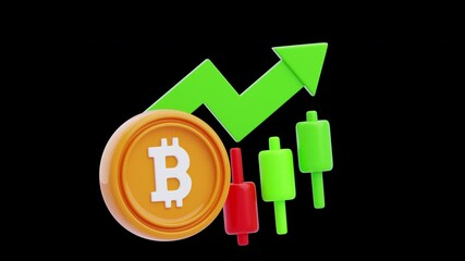 Poster - 3D Animation of Bitcoin Market Price Movement | Alpha Channel