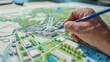 © Pornnapa - Depict an architect sketching the master plan for a new university campus, including academic buildings, dormitories, and green spaces. Highlight the comprehensive and visionary approach.