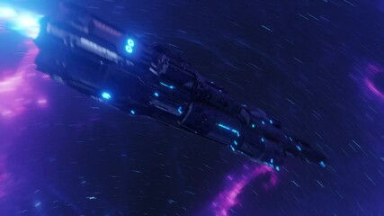 Wall Mural - spaceship travelling into deep space and galaxy to explore unknown worlds
