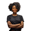 © shahzaib - portrait of beautiful happy black woman standing with arms crossed isolated on transparent background
