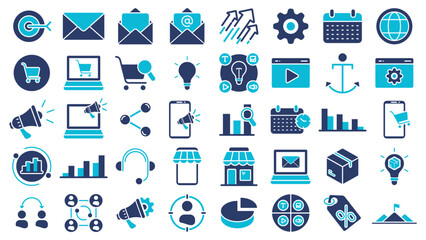 Poster - business marketing line icon vector design collection