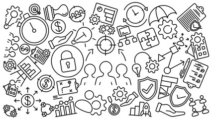 Poster - project business line icon doodle vector design collection with editable stroke