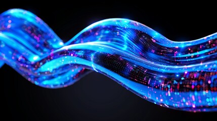 Poster - A blue and purple wave with a lot of sparkles. The wave is very long and it looks like it is made of light