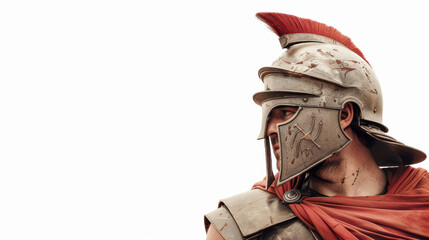 Detailed illustration of an ancient Roman soldier in full armor on a white background, perfect for historical reenactment concepts.