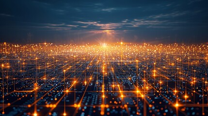 Poster - Minimalist circuit board art with glowing nodes symbolizing corporate event connectivity