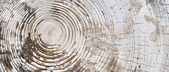 Wall Mural - Panoramic close-up, high detail scan of birch tree rings texture, Generative AI