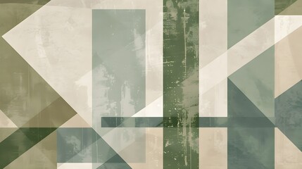 Poster - Abstract geometric draw paint graphic minimal mosaic patter texture in soft green and beige colors decoration background