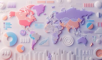 Fototapete - world map with business infographics