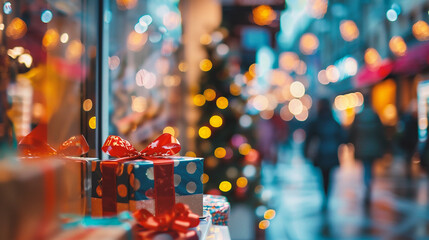 Wall Mural - christmas and new year holidays background with defocused lights bokeh