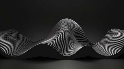 Poster - Abstract Wavy Background with Smooth Black and White Lines. Elegant Flowing Structure.