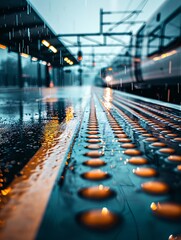 Poster - a breathtaking and detailed photo of a lone figure standing at a window, watching the rain cascade d