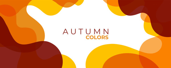 Poster - Autumn colors. Autumnal theme abstract background with bright colored flowing waves for fall season creative graphic design. Vector illustration.