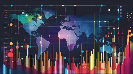 Poster - Global Data Visualization with World Map and Colorful Charts