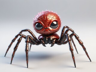 3D illustration of cute spider isolated on white background