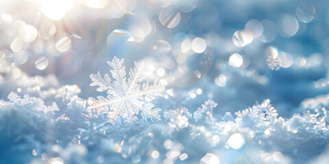 Poster - Snowflakes macro photo