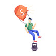 © Vectors Market - A flat character illustration depicting debt deflation