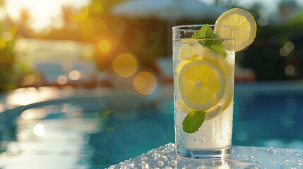 Sticker - A glass of lemonade with a slice of lemon on top