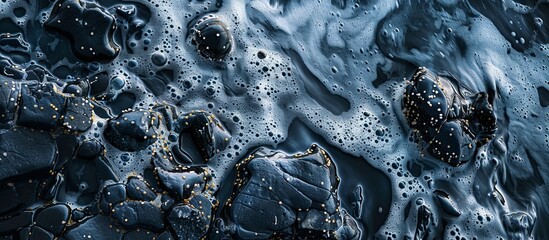 Wall Mural - A body of water with a lot of bubbles and rocks