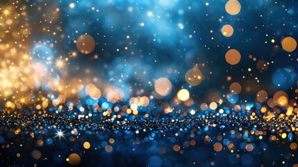 Poster - Blue and Gold Bokeh Background