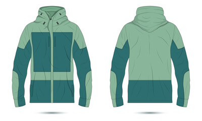 Poster - Outdoor casual jacket template front and back view