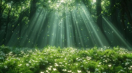 Wall Mural - Sunlight Through the Forest