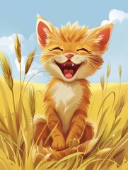 Wall Mural - Poster with a smiling animal