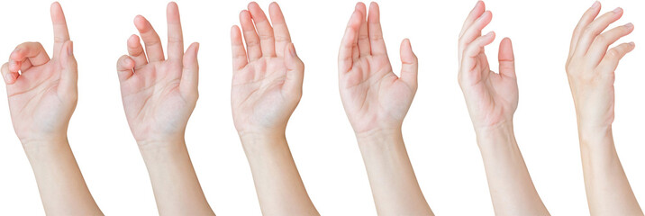 Wall Mural - Woman hand gesture set isolated on white background