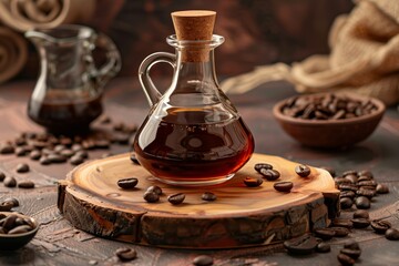 Wall Mural - Coffee syrup in a glass bottle