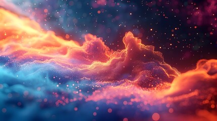 Poster - Vibrant Abstract Representation of Cloud Computing Infrastructure and Data Flow