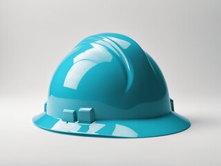 Wall Mural - cyan and aqua color construction hard hat isolated on white background