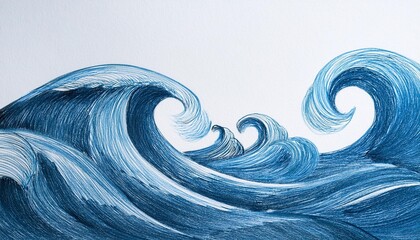 Wall Mural - Abstract pencil art of swirling ocean waves.