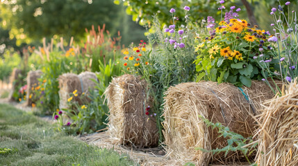 Straw Bale Garden: decomposing straw bales as growing medium. Innovative gardening solutions