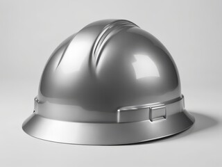 Wall Mural - silver color construction hard hat on white background