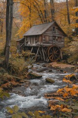 Wall Mural - Wooden House by Stream