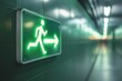 © Wirestock - AI-generated Image of a Green Exit Sign in Long Hallway
