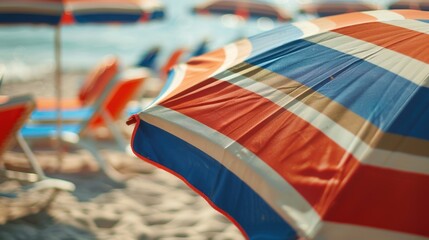 Canvas Print - Beach furniture on coast