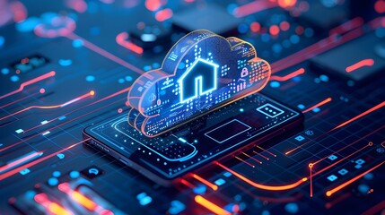 Poster - iot devices interconnected through cloud computing smart home dynamic and vibrant concept