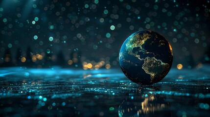 Poster - Earth at Night with Bokeh Background