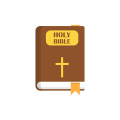 Wall Mural - Holy bible icon in flat style. Christianity book vector illustration on isolated background. Religion sign business concept.