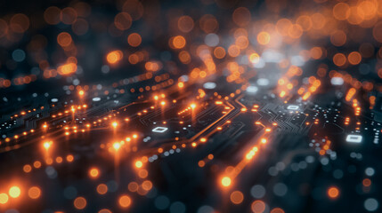 Poster - Abstract tech background featuring professional touchscreen interaction with glowing holographic elements, ideal best-seller.