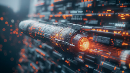Poster - A rocket flight with bitcoin graph and growing lines, illustrating cryptocurrency growth and financial trends.