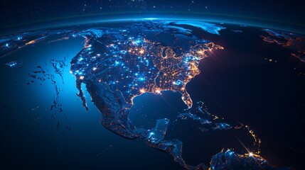 Canvas Print - North America at Night from Space