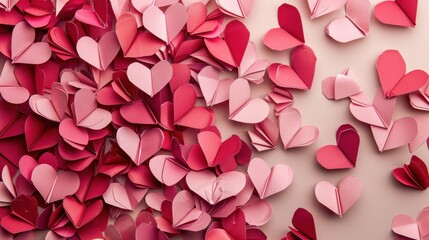 Wall Mural - The pink paper hearts