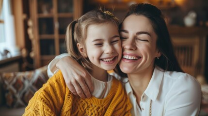 Wall Mural - The Happy Mother and Daughter