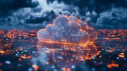 Poster - Conceptual abstract digital artwork illustrating cloud computing security, perfect for tech wallpaper and best-seller background.