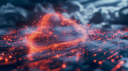 Fototapete - Futuristic abstract artwork illustrating cloud computing security, ideal for tech wallpaper and background best-seller.