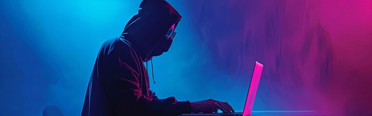 Futuristic Hacker in Polygonal Digital Network
