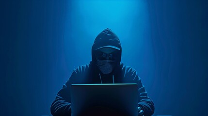 Futuristic Hacker in Polygonal Digital Network