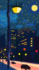 Poster - night city street