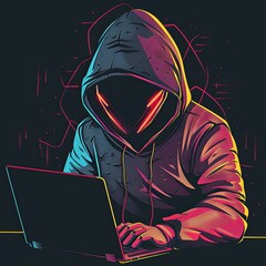 Futuristic Hacker in Polygonal Digital Network